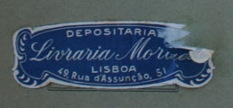 Fig. 13. CFP 3-55. «DEPOSITARIA | Livraria Moraes | Lisboa | 49, Rua d'Assunção, 51».