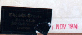 Fig. 1. Casa Fernando Pessoa 3-75. «The Times | Book Club | 380 Oxford Street | LONDON»; «[...] Nov 1914».
